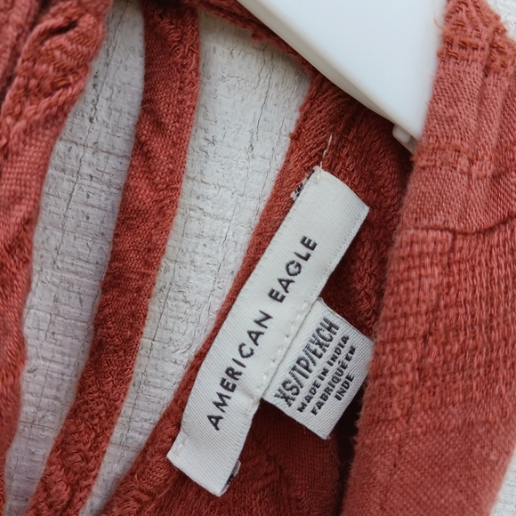 American Eagle Crew Neck Babydoll Dress‎ Lined Rust Red Womens Sz XS - Picture 7 of 8